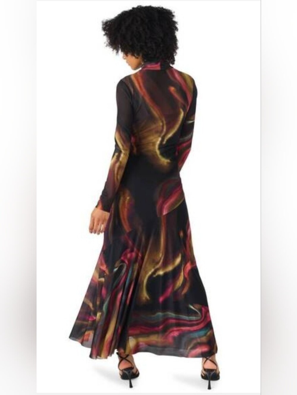NWT Steve Madden Vivara Mesh Maxi Dress In Faded Ink Size L - Picture 3 of 10